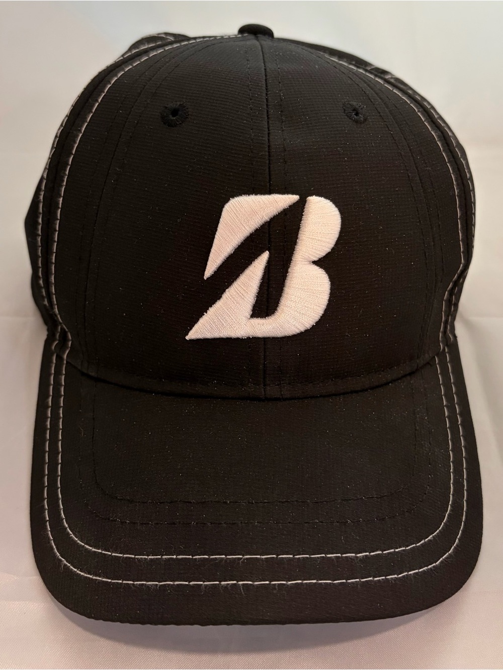 ADULT BRIDGESTONE GOLF CAP ADJUSTABLE BLACK/WHITE